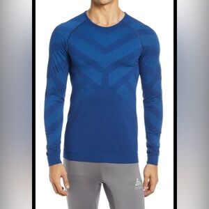 Odlo Natural + Kinship Warm Base Layer Top Blue Merino, M